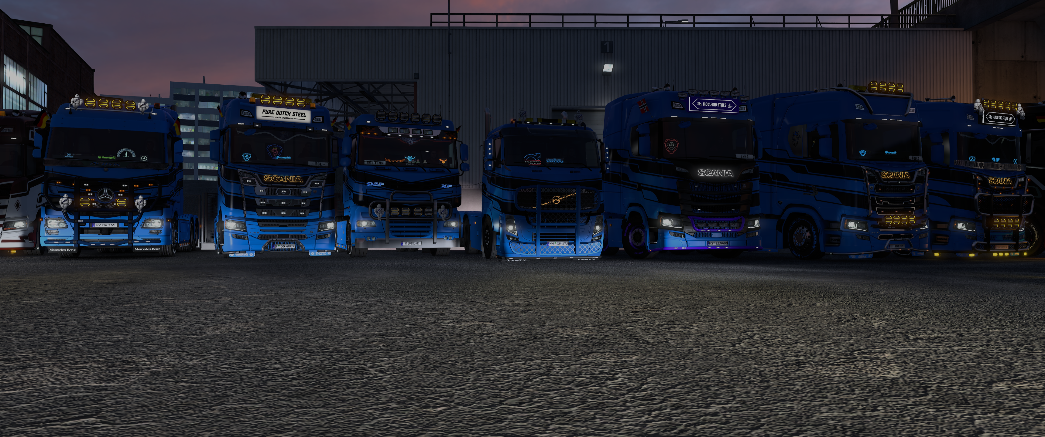 BGL Trucks in einer Reihe